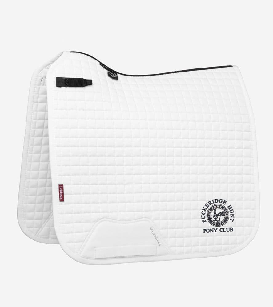 Puckeridge White Embroidered LeMieux Dressage Saddle Pad