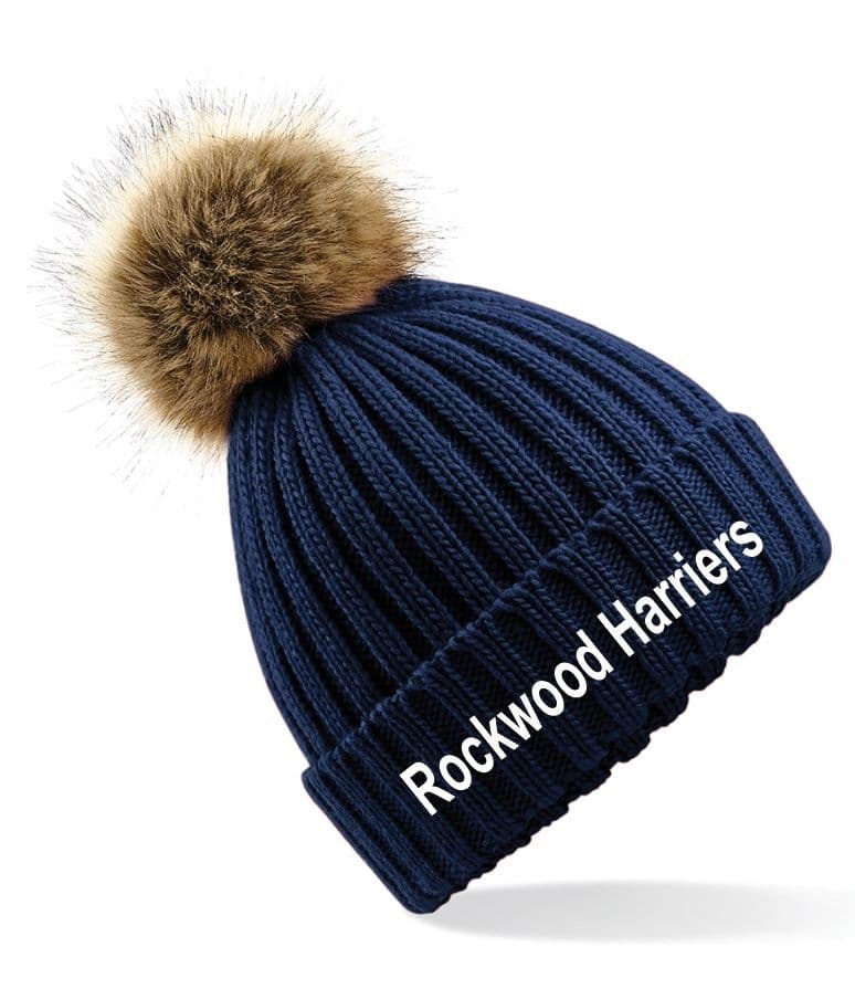 Rockwood Harriers Navy Faux Fur Pom Pom Hat - BC412