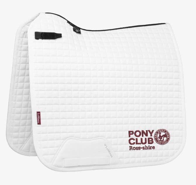 Ross-shire White Embroidered LeMieux Dressage Saddle Pad