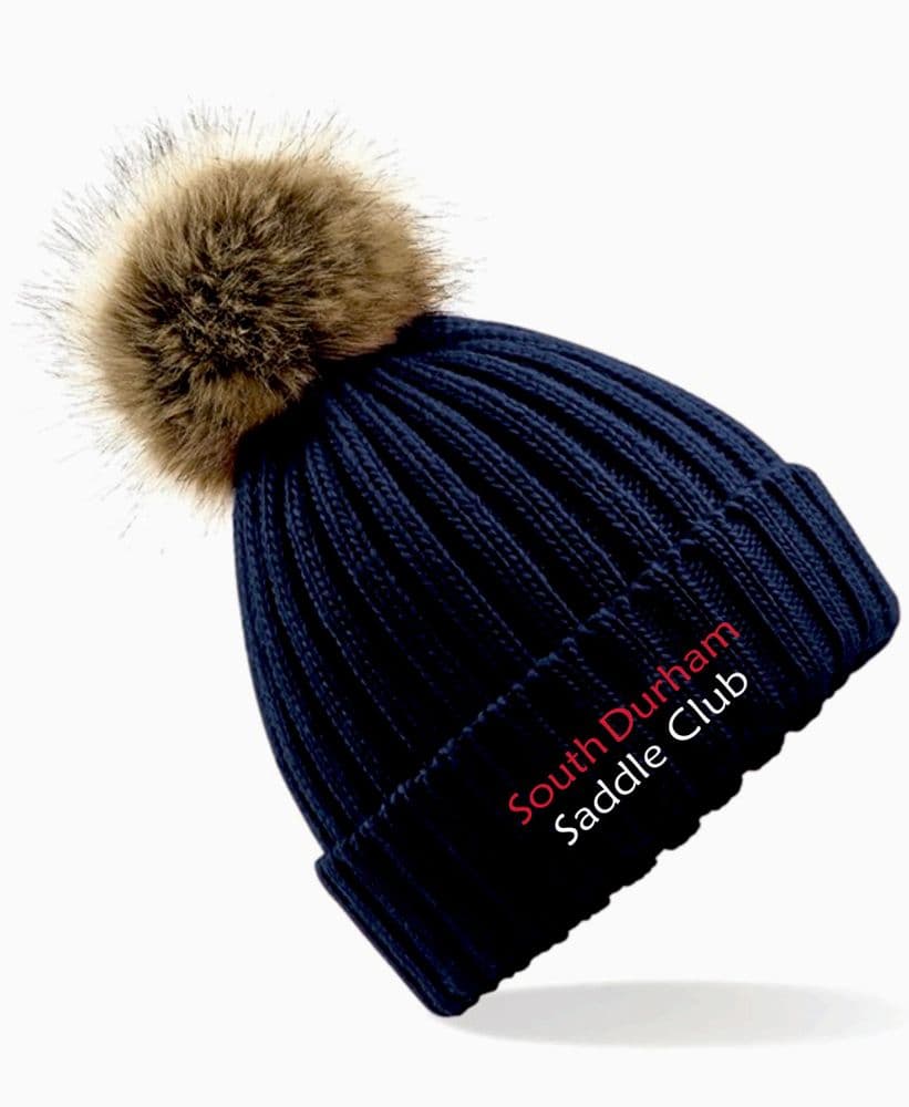 South Durham SC Fur pom pom chunky beanie.