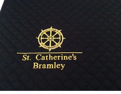 St Catherines Navy Saddlecloth with Golden Yellow Logo