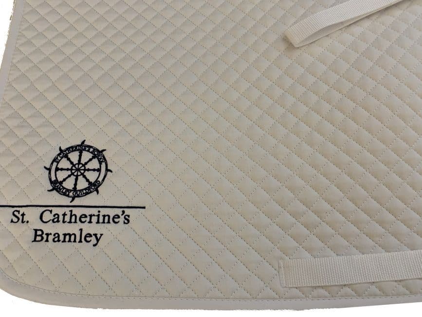 St Catherines White Saddlecloth with Navy Logo