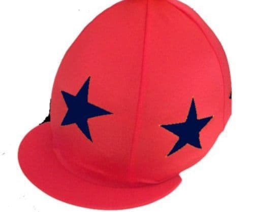 TEAM South Devon Moorland Red Lycra Hat Silk with Navy large stars