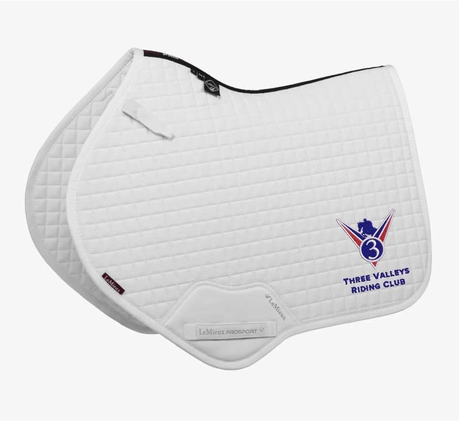 Three Valleys embroidered white Le Mieux Close Contact Saddlecloths