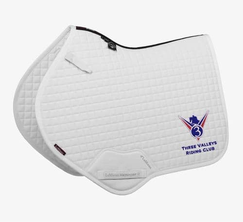 Three Valleys embroidered white Le Mieux Close Contact Saddlecloths