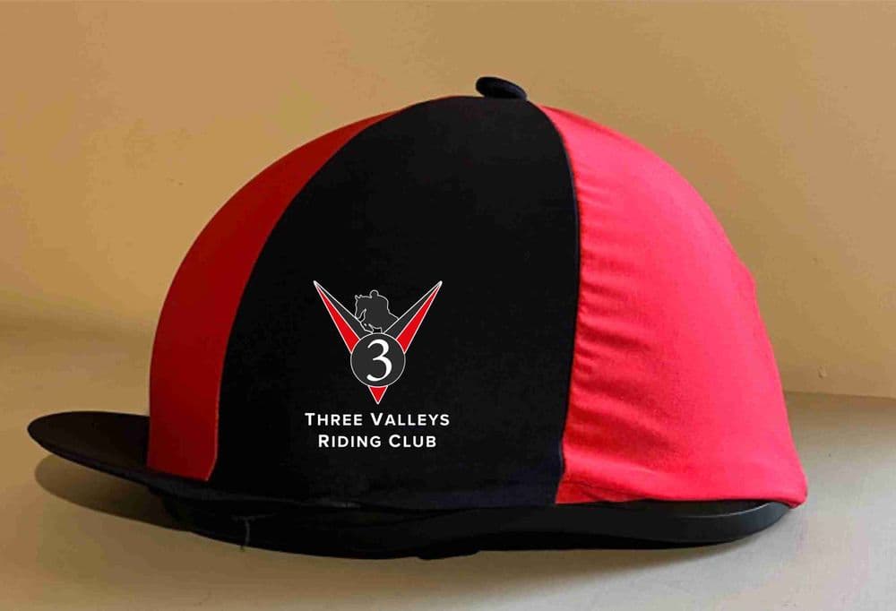 Three Valleys Navy/red sectioned Hat Silk , logo on both sides