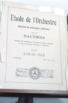 Etude de l'Orchestre - Collection of Difficult Passages for the Oboe Vol 1 Ed Bas L