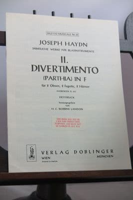 Haydn J - Divertimento No 2 (Parthia) in F (Hob II : 23) for 2 Oboes 2 Horns 2 Bassoons