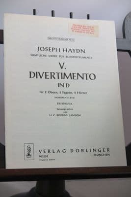 Haydn J - Divertimento No 5 in D (Hob II : D18) for 2 Oboes 2 Horns 2 Bassoons