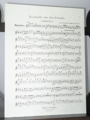Mendelssohn F - Heimkehr aus der Fremde 'Son & Stranger' Op 89 Clarinet 1 Part
