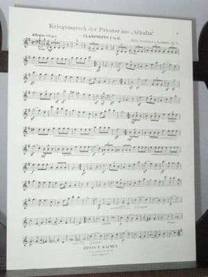 Mendelssohn F - War March of the Priests from Athalia Op 74 Clarinet 1 Part