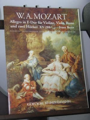 Mozart W A - Allegro in F KV288 for Violin Viola Bass & 2 Horns ed Beyer F