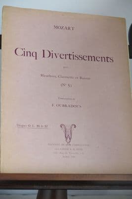 Mozart W A - Divertissement No 5 from 5 Divertissements for Oboe Clarinet & Bassoon arr Oubrados F