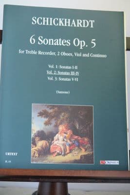 Schickhardt J C - 6 Sonatas Op 6 Vol 2 Sonatas 3 & 4 for Treble Recorder 2 Oboes Viol & Continuo