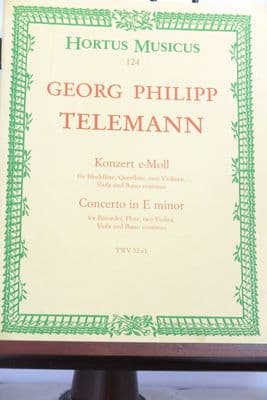 Telemann G P - Concerto in E Minor TWV52:e1 for Recorder Flute Strings & Basso Continuo (Score only)