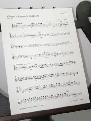 Weber C M von - Andante and Hungarian Rondo Op 35 Oboe 1 Part