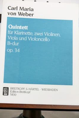 Weber C M von - Quintet for Clarinet 2 Violins Viola & Cello in B Flat Op 34