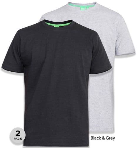 D555 2 PACK CREW NECK T SHIRT - BLACK/GREY