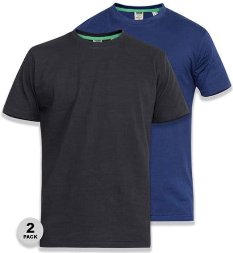 D555 2 PACK CREW NECK T SHIRT - BLACK/NAVY