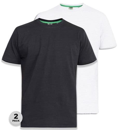 D555 2 PACK CREW NECK T SHIRT - BLACK/WHITE