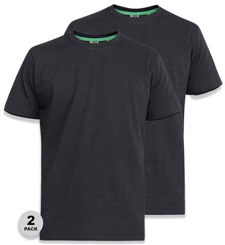 D555 2 PACK CREW NECK T SHIRT - BLACK X2