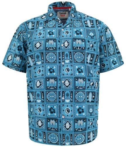 D555 CUBAN COLLAR ALL OVER PRINT SHIRT - HAWKINS