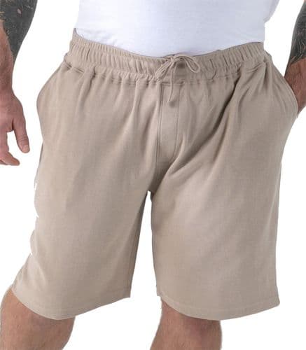 D555 ELASTICATED WAIST STRETCH FABRIC JERSEY COTTON SHORTS - STONE