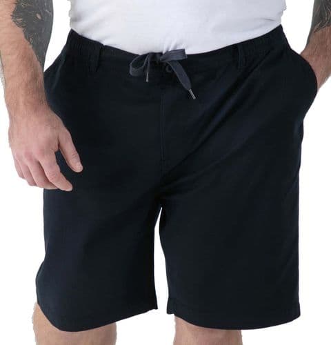 D555 ELASTICATED WAIST STRETCH FABRIC SMART CHINO STYLE SHORTS - NAVY