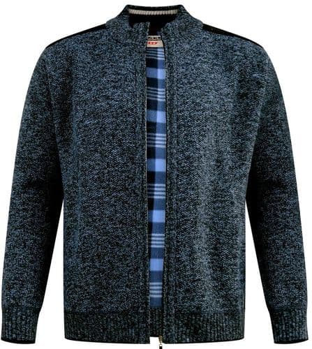 D555 FULL ZIP JUMPER WITH FLEECE LINING - BLUE MARL