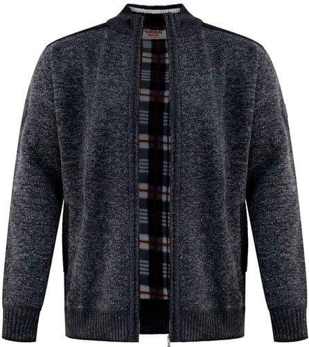 D555 FULL ZIP JUMPER WITH FLEECE LINING - CHARCOAL MARL