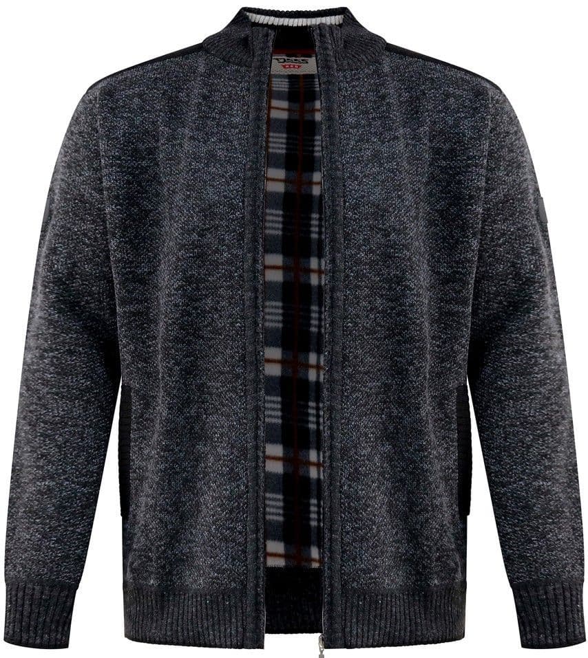 D555 FULL ZIP JUMPER WITH FLEECE LINING - CHARCOAL MARL