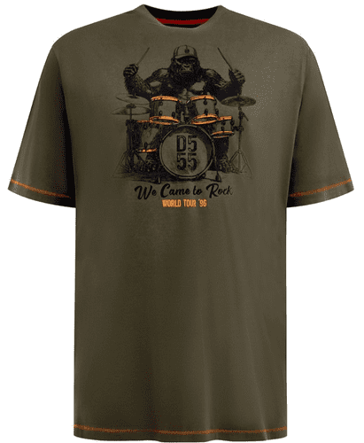 D555 GORILLA PLAYING DRUMS PRINT T SHIRT