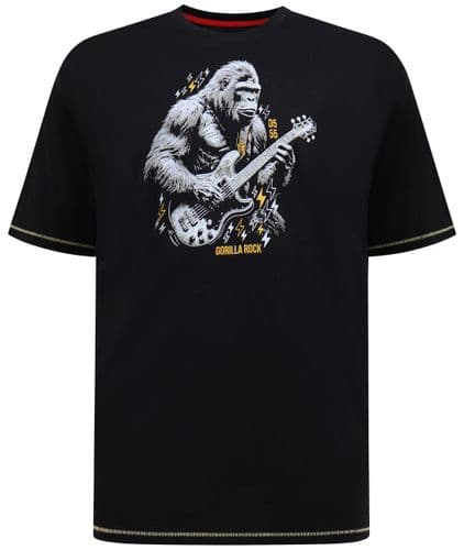 D555 GORILLA PLAYING GUITAR PRINT T SHIRT
