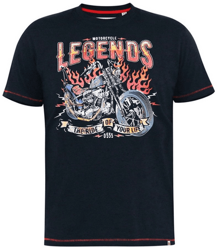 D555 LEGENDS MOTORBIKE PRINT T SHIRT