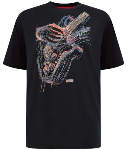 D555 MULTI COLOURED GUITAR PRINT T SHIRT