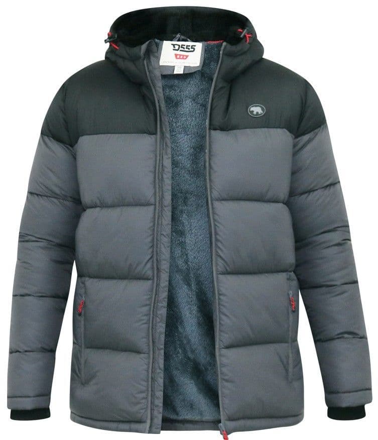 D555 QUILTED HOODED JACKET WITH SHERPA LINING