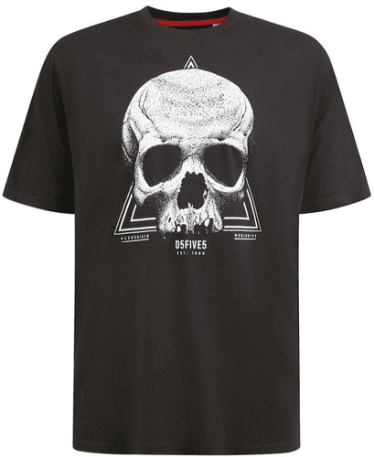D555 SKULL PRINT  T SHIRT - HUCKNALL