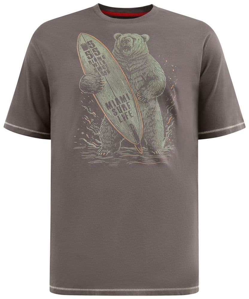 D555 SURFING BEAR PRINT T SHIRT