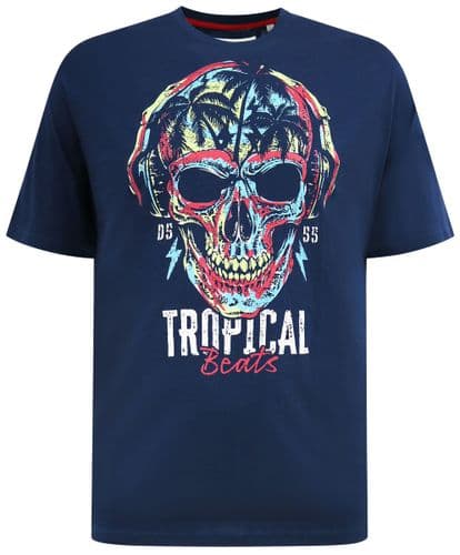 D555 TROPICAL SKULL PRINT T SHIRT