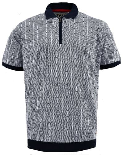D555 ZIP NECK JACQUARD KNITTED POLO SHIRT
