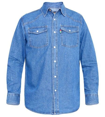 DUKE LONG SLEEVED DENIM SHIRT - BLUE