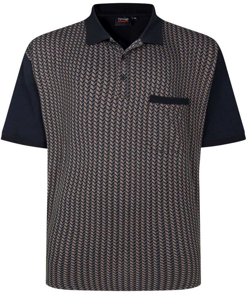 ESPIONAGE GEOMETRIC PATTERNRED POLO SHIRT - NAVY