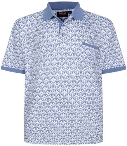 ESPIONAGE GEOMETRIC PRINT POLO SHIRT - BLUE/WHITE