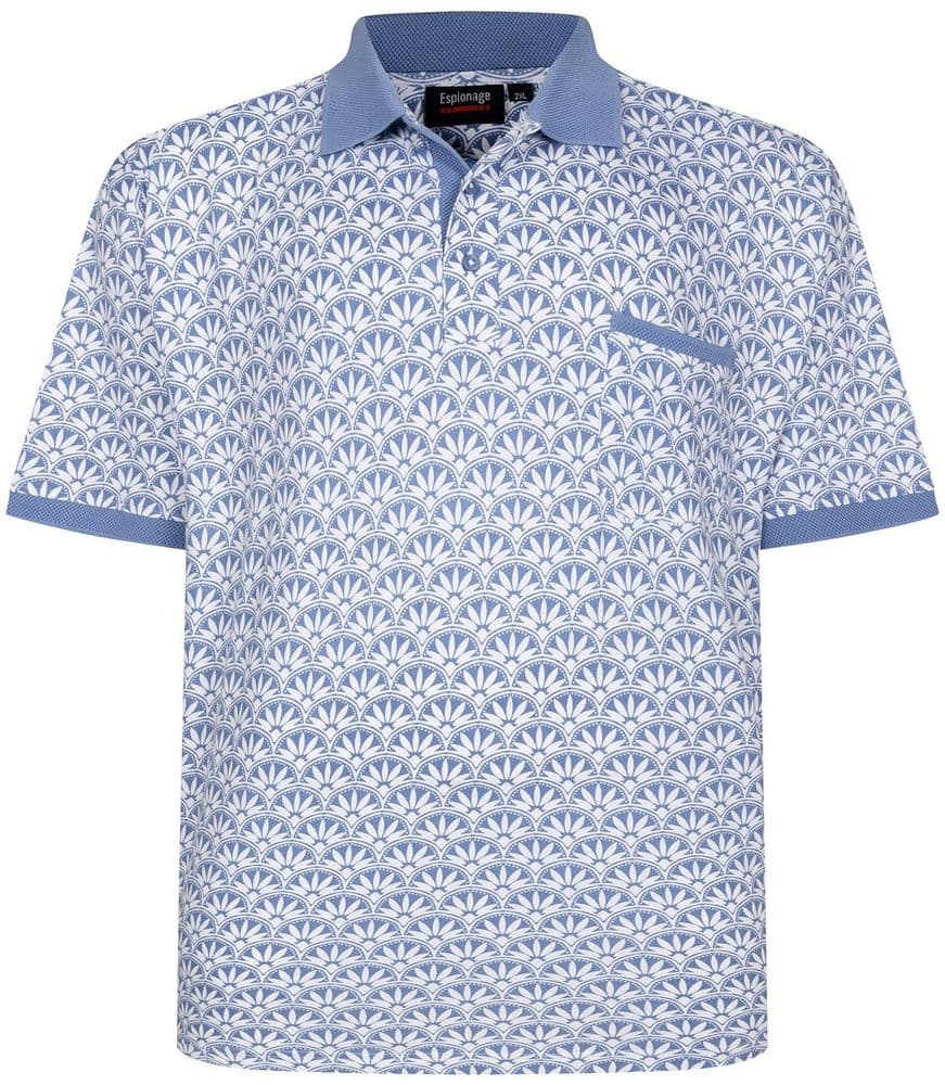 ESPIONAGE GEOMETRIC PRINT POLO SHIRT - BLUE/WHITE