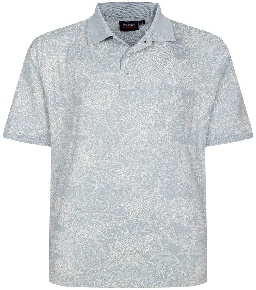 ESPIONAGE LEAF PRINT POLO SHIRT - LIGHT GREEN