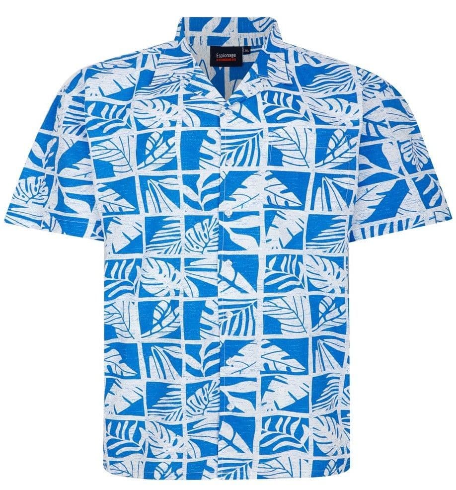 ESPIONAGE LEAF PRINT SHIRT - BLUE