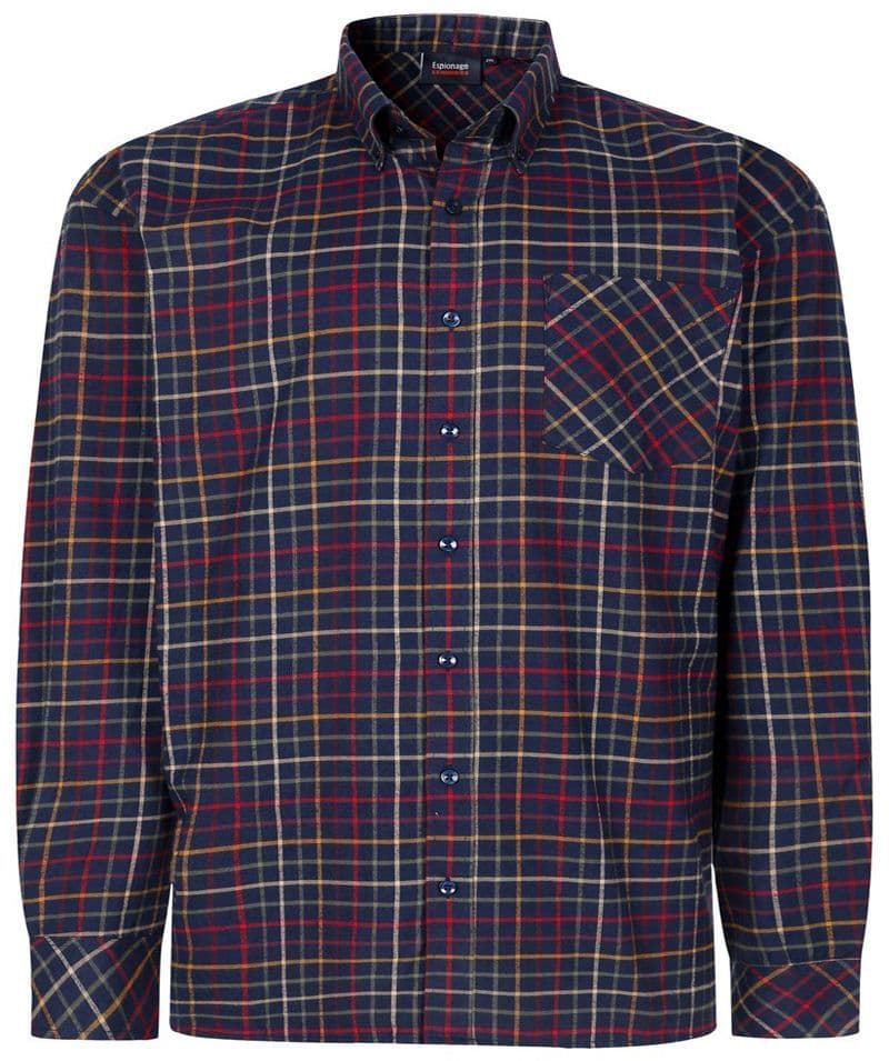 ESPIONAGE LONG SLEEVED BRUSHED CHECK SHIRT