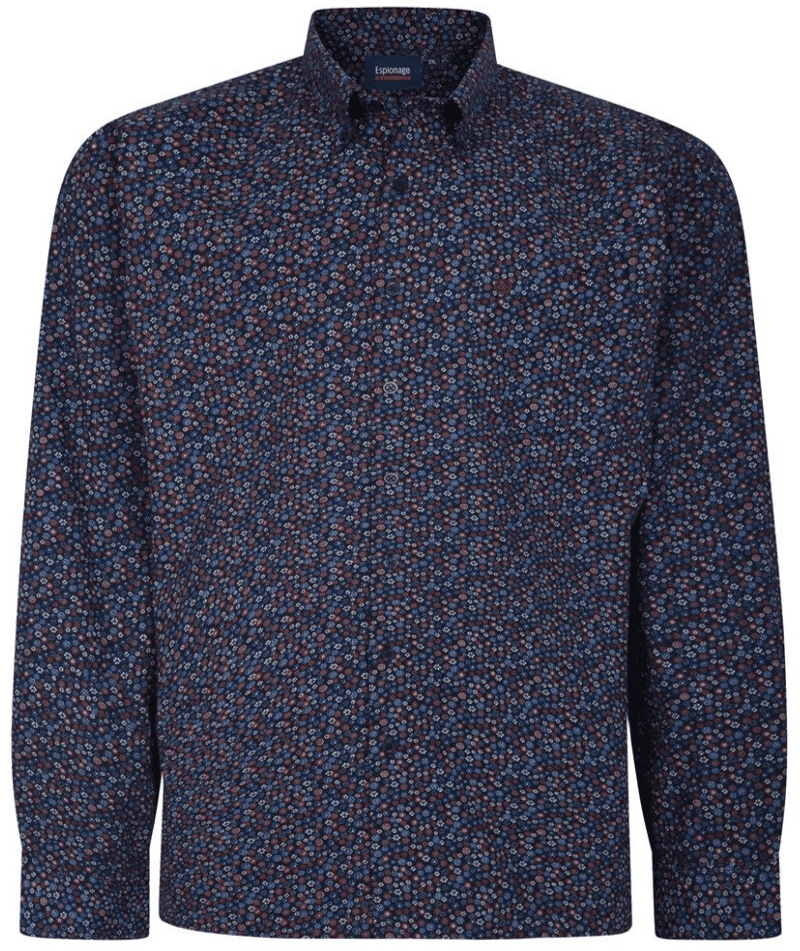 ESPIONAGE LONG SLEEVED FLORAL PRINT SHIRT