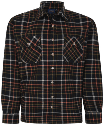 ESPIONAGE - LONG SLEEVED HEAVY WEIGHT CHECK OVERSHIRT - BLACK/MULTI