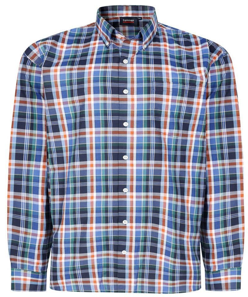 ESPIONAGE LONG SLEEVED OXFORD CHECK SHIRT